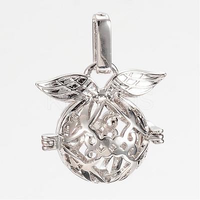 Rack Plating Brass Cage Pendants KK-S309-01P-1
