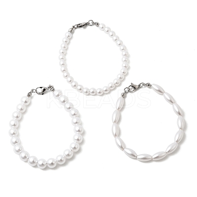 Plastic Pearl Beaded Bracelets for Women BJEW-L716-01P-1