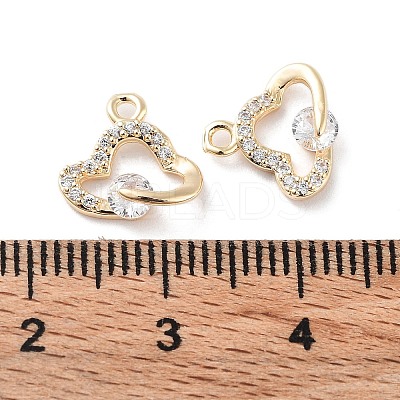 Brass Micro Pave Clear Cubic Zirconia Charms KK-F871-41G-1