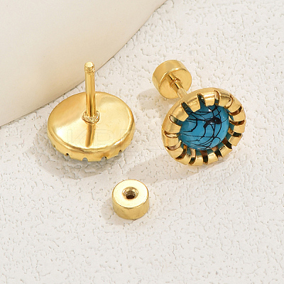 Stainless Steel Flat Round Stud Earrings DQ9727-1