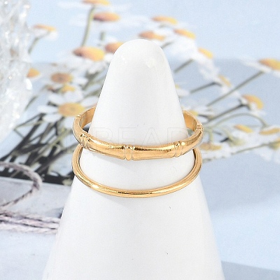 304 Stainless Steel Open Cuff Rings for Women LS-RJEW-A056-01G-1