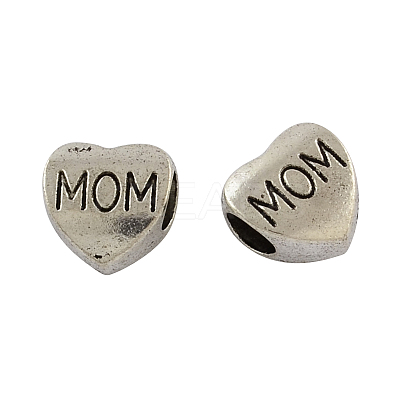Mother's Day Tibetan Style Zinc Alloy European Beads X-MPDL-R038-048AS-RS-1