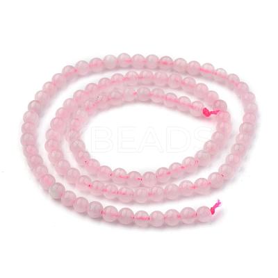 Natural Rose Quartz Round Beads Strands G-P072-05-4mm-1
