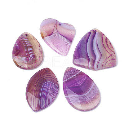 Dyed Natural Striped Agate/Banded Agate Pendants G-S280-04-1