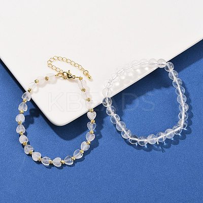 Natural Quartz Crystal Beaded Bracelets Set for Women BJEW-G752-02G-09-1