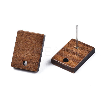 Walnut Wood Stud Earring Findings MAK-N032-018-1