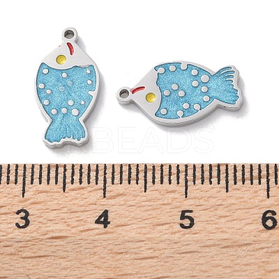304 Stainless Steel Enamel Pendants STAS-M102-12B-P-1