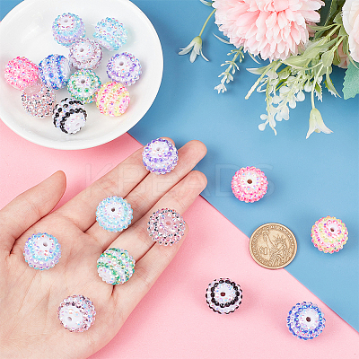 20pcs 10 colors Resin Rhinestone Beads RESI-CA0001-58-1