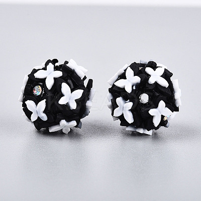 Handmade Polymer Clay Rhinestone and Resin Beads CLAY-T022-01A-1