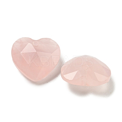 Natural Rose Quartz Faceted Heart Charms G-G123-01D-1