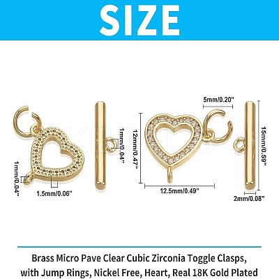 Brass Micro Pave Clear Cubic Zirconia Toggle Clasps KK-NB0002-37G-NF-1