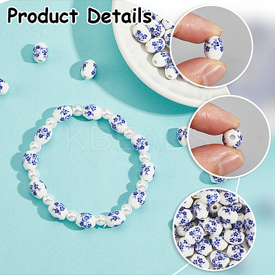 60Pcs Glazed Porcelain Beads PORC-SC0001-29B-1