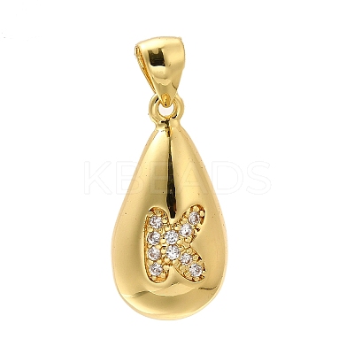 Rack Plating Brass Micro Pave Cubic Zirconia Pendants KK-L226-102G-K-1