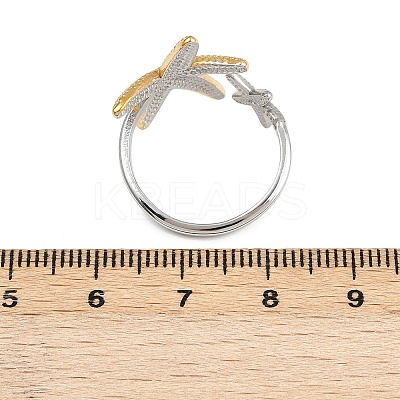 Starfish 304 Stainless Steel Cuff Rings for Women RJEW-B133-04-1