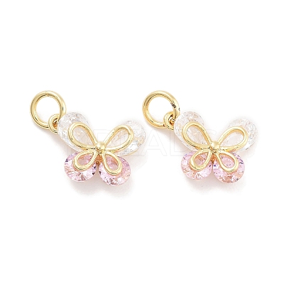 Brass Micro Pave Cubic Zirconia Pendants KK-P271-03G-D-1
