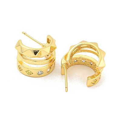 Rack Plating Brass Micro Pave Cubic Zirconia Styd Earrings EJEW-B061-08G-1