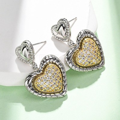 Brass Micro Pave Clear Cubic Zirconia Dangle Earrings EJEW-D322-01P-1