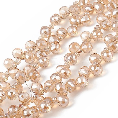 Transparent Electroplate Glass Beads Strands EGLA-F152A-PL02-1
