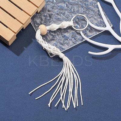 Waxed Cotton Cord Braided Macrame Pouch Empty Stone Holder for Pendant Keychain Making KEYC-JKC00536-1