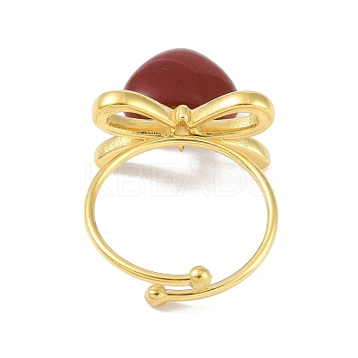 Bowknot 304 Stainless Steel Open Cuff Ring RJEW-Z037-02G-01-1