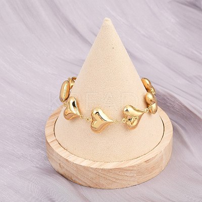304 Stainless Steel Heart Link Chain Bracelets for Valentine's Day Gift LS-BJEW-D359-17A-G-1