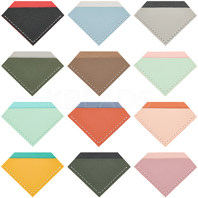 12Pcs 12 Colors PU Leather Diamond Shape Bookmarks AJEW-CL0001-22-1
