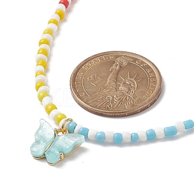 Resin Butterfly Pendant Necklaces NJEW-JN04154-1