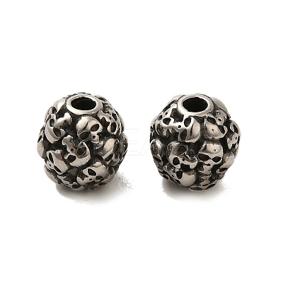 Retro Rondelle Skull 316 Stainless Steel European Large Hole Beads STAS-F072-05-01-1