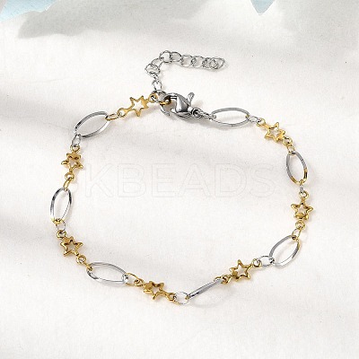 304 Stainless Steel Link Bracelets BJEW-A044-03B-GP-1