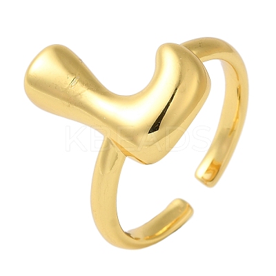 Initials Brass Open Cuff Ring for Women RJEW-N046-02L-G-1