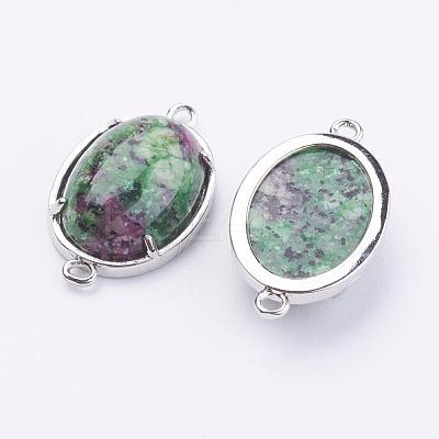 Brass Natural Ruby in Zoisite Links connectors G-E398-04E-1