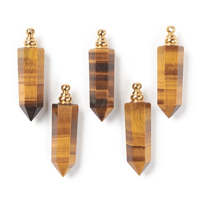 Faceted Natural Tiger Eye Pointed Pendants G-H252-F04-1