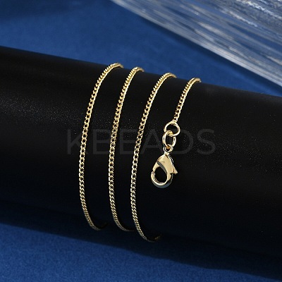 1mm Rack Plating Brass Curb Chain Necklaces for Women Men MAK-L044-26G-1