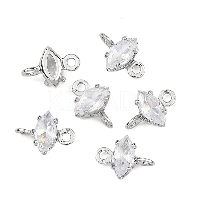 SHEGRACE Brass Pave Cubic Zirconia Horse Eye Connector Charms XGRQ2O435-436A-P-1