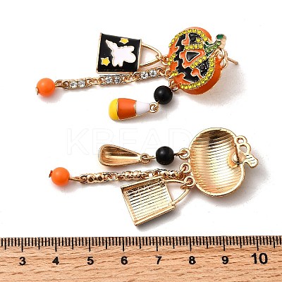 Alloy Rhinestone Dangle Stud Earrings EJEW-P319-03G-1