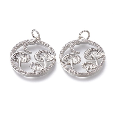 Autumn Theme Brass Micro Pave Clear Cubic Zirconia Pendants ZIRC-H104-01-P-1