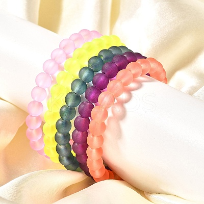 Stretchy Frosted Glass Beads Kids Bracelets for Children's Day BJEW-JB01768-1