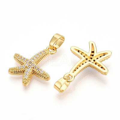 Brass Micro Pave Cubic Zirconia Pendants KK-N257-09G-1