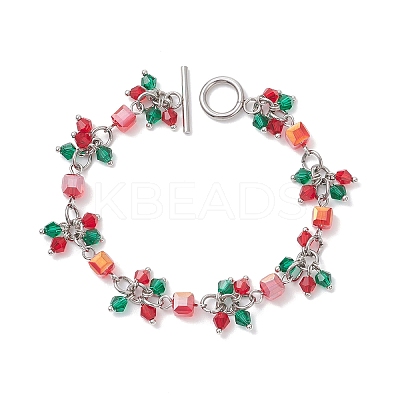 Christmas Glass Link & Charm Bracelets for Women BJEW-JB12626-1