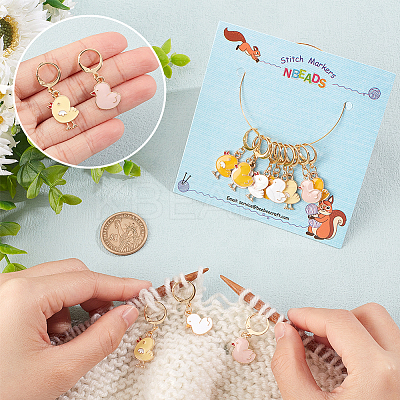 12Pcs 6 Style Alloy Enamel Chick Charms Locking Stitch Makers HJEW-PH01591-1