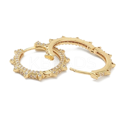 Brass Micro Pave Clear Cubic Zirconia Huggie Hoop Earrings EJEW-A058-02G-1
