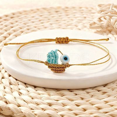 Waxed Cord with Glass Braided Bracelets for Women PS3674-1