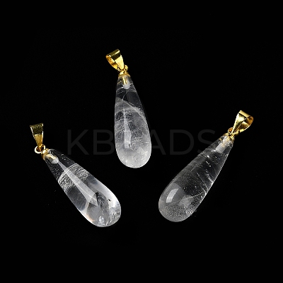 Natural Quartz Crystal Teardrop Pendants G-Q005-03G-09-1