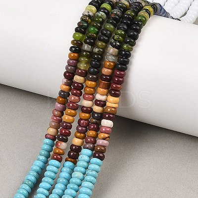 Glass & Synthetic Turquoise & Natural Sodalite & Natural Polychrome Jasper & Jade & Quartz Beads Strands G-Z135-C02-2x4mm-1