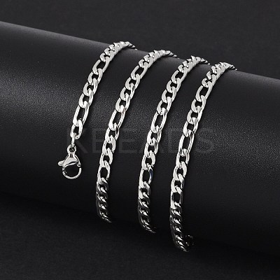 Tarnish Resistant Men's Casual Style 304 Stainless Steel Figaro Chain Necklaces STAS-O037-17P-1