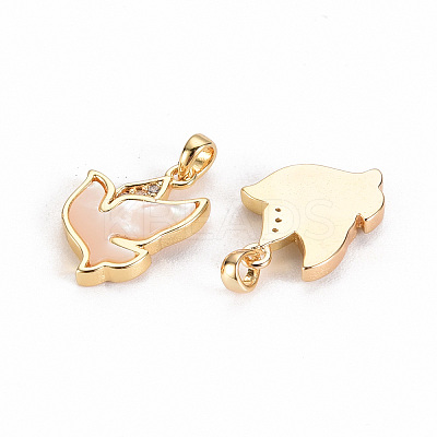 Brass Micro Pave Clear Cubic Zirconia Charms X-KK-S356-292-NF-1