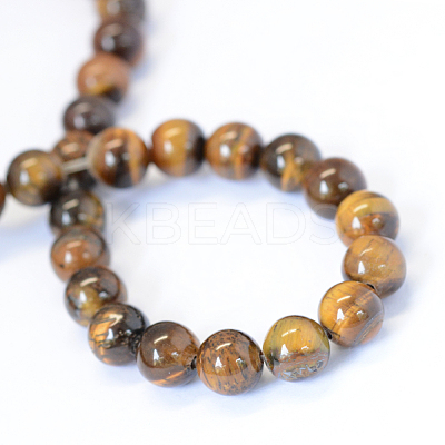 Grade AB Natural Tiger Eye Round Bead Strands X-G-E334-6mm-17-1