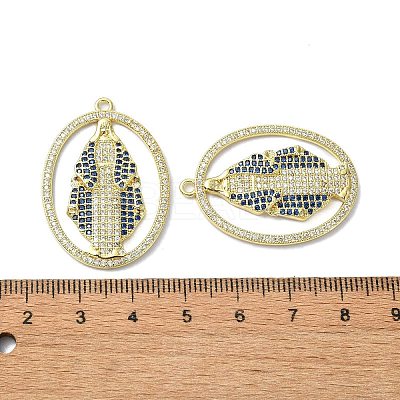 Rack Plating Brass Micro Pave Cubic Zirconia Pendants KK-R157-14E-G-1