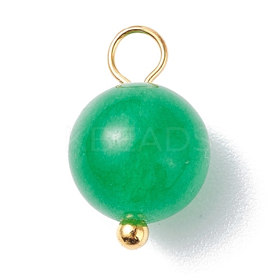 Dyed Natural White Jade Round Charms PALLOY-JF01147-01-1