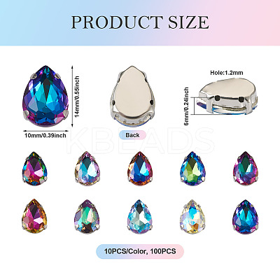 100Pcs 10 Colors Sew on Rhinestone DIY-CW0001-38-1